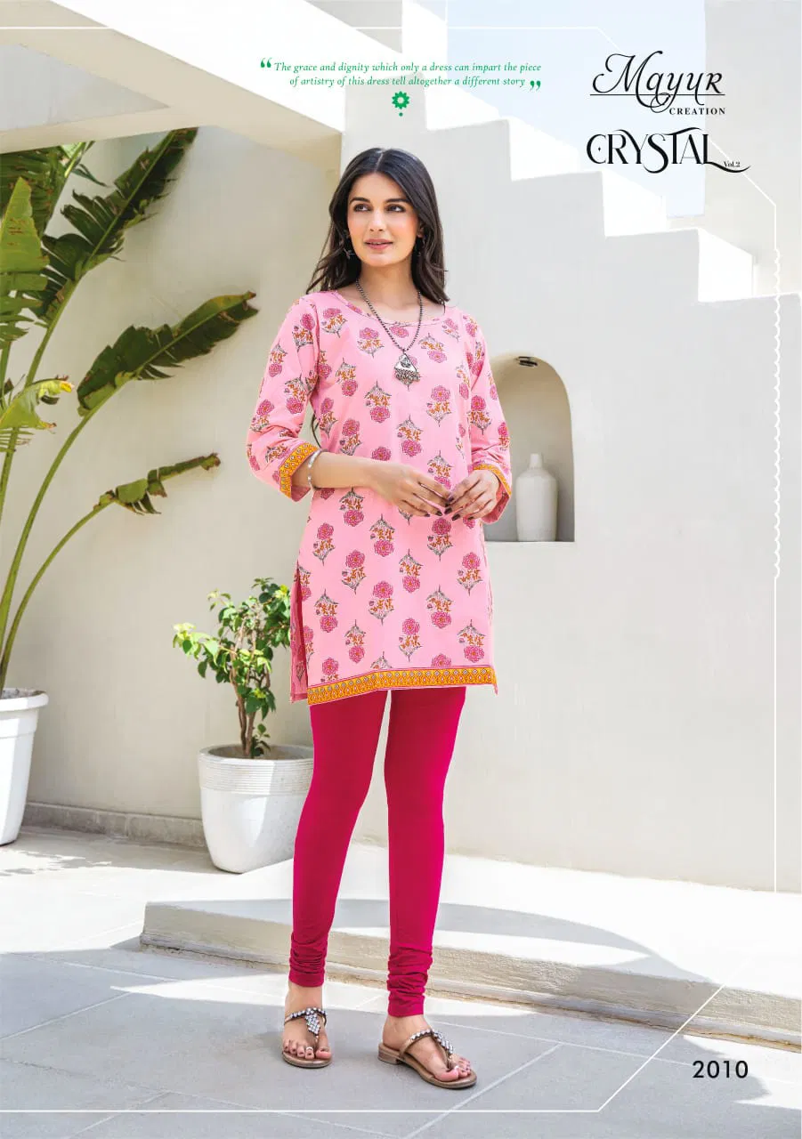 Crystal Vol 2 By Mayur Daily Wear Printed Cotton Tunic Ladies Top Wholesale Online
